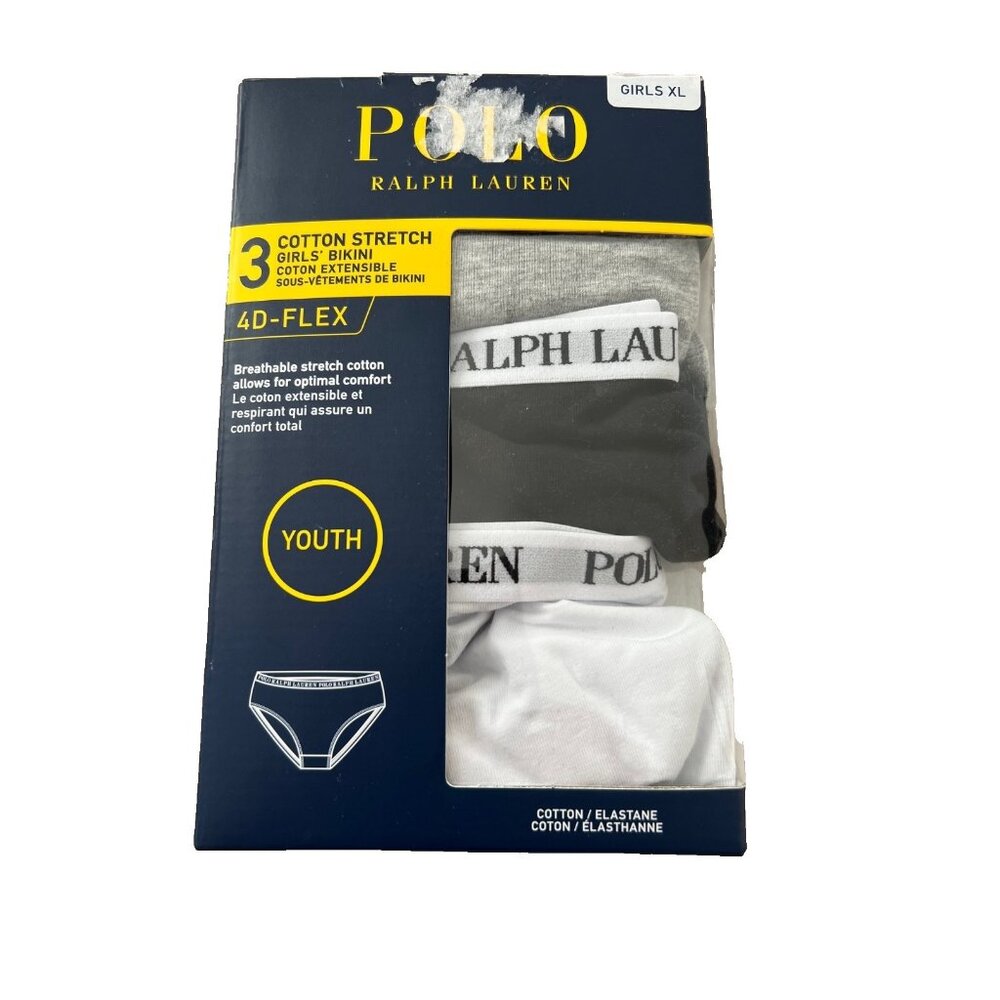 Polo Ralph Lauren Youth Girls 3-Pack 4D-Flex Underwear ( XL )